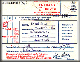 1968 RAC Competition Licence
